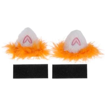 Imagem de A ABSOPRO Acessórios de capacete de motocicleta decoração coração orelhas de gato com penugem laranja para motocicleta bicicleta capacetes de esqui branco adesivos de pelúcia 1 conjunto