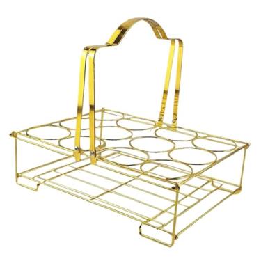 Imagem de RNXRZANK Suporte Dobrável para Garrafas de água, Comporta Até 12 Garrafas, Cesta, Portátil, Suporte Resistente, Porta-cervejas, para Festas, Futebol, Ouro