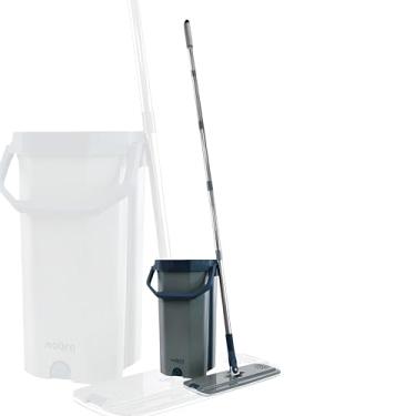 Imagem de Esfregão Flat Mop com Balde Cinza 10L, Espremedor e Refil de Microfibra Cabo Regulável Alta Qualidade Longa Vida Útil Domestico e Comercial