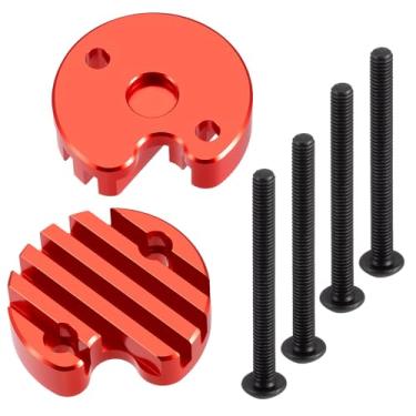 Imagem de 2Pcs MORFUM CNC Aluminum Alloy RC Electric Motor Cover Plate RC Motor Regulating Cover Protector for ESC Motor Heatsink Compatible with 1/10 Tamiya Clod Buster 4×4×4 Monster RC Truck Car (Red)