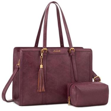 Imagem de Bolsa para laptop LOVEVOOK, bolsa de couro vintage de 15,6 polegadas c