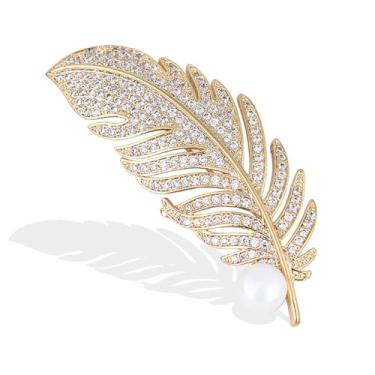 Imagem de Broche de penas de strass para mulheres moda cristal delicado broche de lapela broche elegante vestido acessórios joias flor corpete para chapéu bolsa terno gravata casamento aniversário, Large