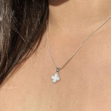 Imagem de Colar Prata 925 Trevo Madrepérola Modelo Virginia Banhado - Morganitte