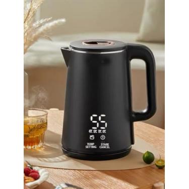 Imagem de 110V, Chaleira Eletrica, Chaleira Jarra Eletrica, Chaleira Elétrica de Aço Inoxidável 304, Chaleira Dupla com Isolamento, Capacidade de Desligamento Automático, Capacidade: 2L, Cor: Preto