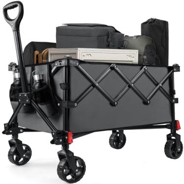 Imagem de Carrinhos de campismo dobráveis, Leonyo 100 kg, vagão dobrável de praia com rodas, carrinho de compras resistente com rodas para animais de estimação, compras, compras, jardim, atividades ao ar livre