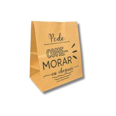 Imagem de Saco Papel Kraft Medio 20x12x30 Embalagem Para Delivery, Lanche - 100 un (PODE-COMERMORAR)
