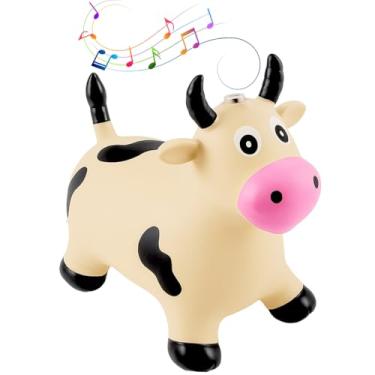 Imagem de Vaquinha Infantil de Montar Pula Pula de Vaca Upa Upa com Som de Mugido Bege