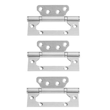 Imagem de 03 Dobradiça Porta Sobrepor Sem Rebaixo Inox 4`X3`X,2,2Mm