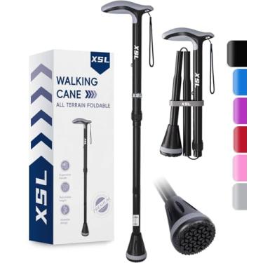 Imagem de XSL Bengala de caminhada – Bengalas de caminhada dobráveis, ajustáveis e dobráveis para homens e mulheres, ponta resistente para todos os terrenos, com bolsa de viagem | Bengalas portáteis para idosos