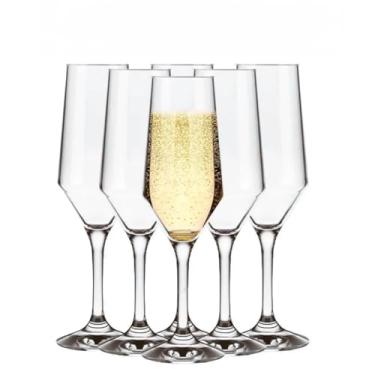 Imagem de Conjunto 12/06 Copo de Cristal para Buffet, Taça de Vinho 186ML, Champanhe, Espumante, Vinho Branco, Bar, Restaurante(6)