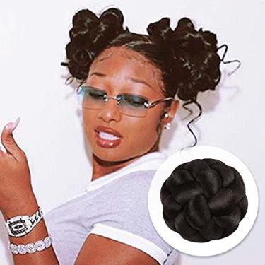 Imagem de GLAM21USA Coque de cabelo Chignon Bun Peça de cabelo desarrumado coque de cabelo donut coque de cabelo grampo de garra em updo rabo de cavalo peruca cabelo sintético, rolos doces (Cruller francês
