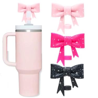 Imagem de Oddyami Cobertura de canudo de laço para copo Stanley, tampas de canudo de silicone para copo com alça de 30/1,134 g, tampa fofa de 10 mm/0,4 pol, tampas de canudos reutilizáveis para acessórios de