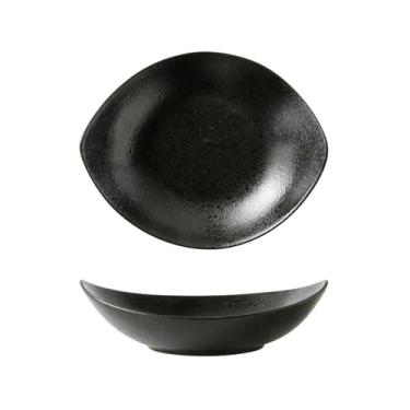 Imagem de Prato de jantar esmaltado irregular de cerâmica com boca profunda japonesa de cor sólida criativa - Heizhen