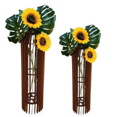 Imagem de Vaso de Chão Decorativo Grande MDF PENEDO - LENOBRE, Marrom, Kit com 2
