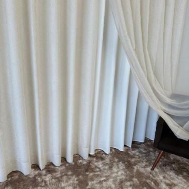 Imagem de Cortina Alto Padrão Voil Linho Forro Sala Porta Janela 4,00x2,60 Luxo 