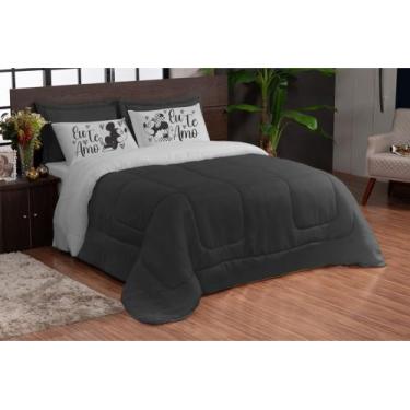 Imagem de Edredom eu te amo preto cinza 05 peçcas queen box hipercal 200 fios - 