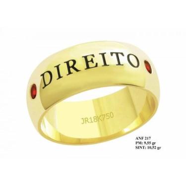Imagem de Anel de Formatura para Direito em Ouro 18k Abaulado Rubi - JoiaUnica