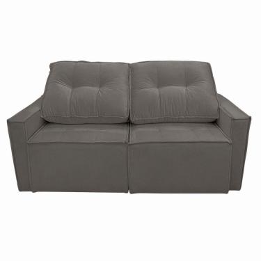Imagem de Sofá Retrátil Reclinável 2 Lugares Para Sala Suede Cinza