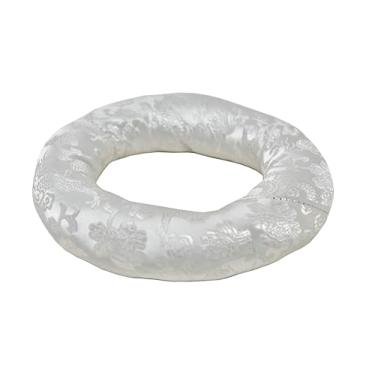 Imagem de Almofada de anel de brocado de seda de 15 cm para tigela tibetana e cristal ~ Melhor para tigela de 17,78 cm a 20,3 cm (branca)
