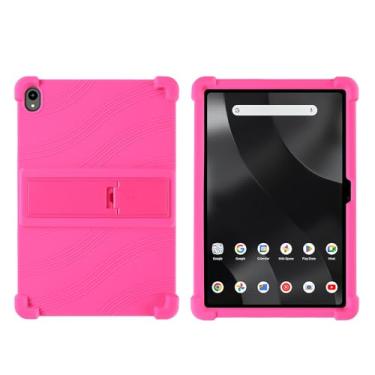 Imagem de Kwamaz Capa para tablet Onn de 12,1 polegadas (2024) modelo 100146663, capa infantil de silicone macio com suporte para Walmart Onn Surf Tablet 12,1 polegadas, rosa