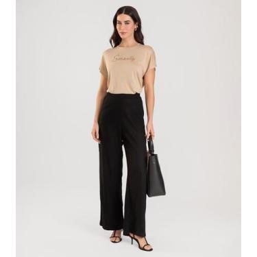 Imagem de Calça Pantalona Feminina Dianna Preto, P, Preto