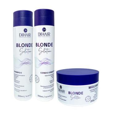 Imagem de Kit Para Cabelos Loiros Blonde Solution 300ml Dihair