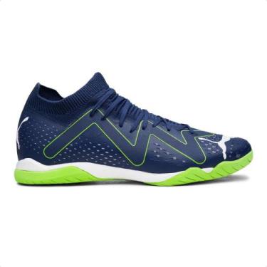 Imagem de Chuteira Futsal Puma Future Match IT Masculina, 42, Azul escuro, Verde
