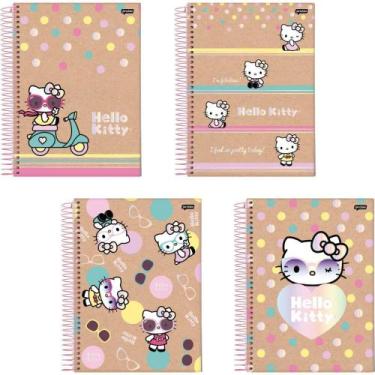 Imagem de Caderno 10X1 Capa Dura Hello KITTY KRAFT 160 Folhas Pacote com 4 Unida
