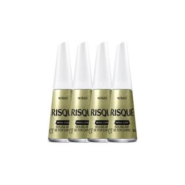 Imagem de Kit 4 Esmalte Risqué Nova Cor Metálico Cor Doura-me Se For Capaz 8ml