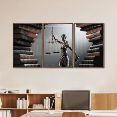 Imagem de Quadro Decorativo Temático Direito Livros com 3 Telas 60x90cm para Ban