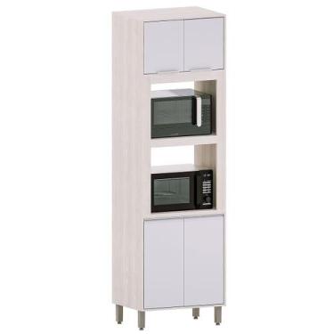 Imagem de Paneleiro Alto Torre Dupla 70 cm 4 Portas Atenas Cinza Cristal - Lucia