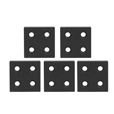 Imagem de QANYEGN 5pcs de alumínio Tampa final do perfil, placa de junção de extrusão, placa de tampa de metal de liga peças lineares em movimento 4040 Grooves duplas (Preto)