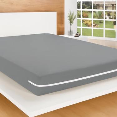 Imagem de Protetor de Colchão Casal Malha Gel, 140x190x30cm, com Zíper, Branco (CINZA)