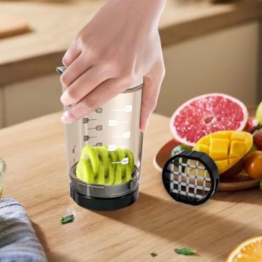 Imagem de 2 peças de cortador de copo e cortador de morango, cortador de frutas e vegetais, aço inoxidável para fazer rapidamente salada de frutas macias, ferramenta de cozinha criativa