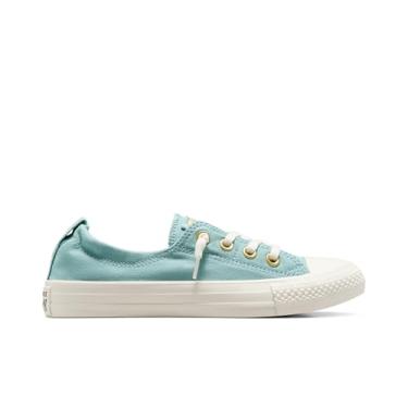 Imagem de Converse Tênis feminino Chuck Taylor All Star Shoreline dourado sem cadarço, Piscina Vernal/Garça/Ouro, 5 Women/3 Men