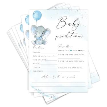 Imagem de Baby Predictions and Advice Cards - Pacote com 30 jogos de chá de bebê, jogos de revelação de gênero, decoração de menina ou menino para iniciantes - Tema de elefante