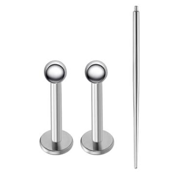 Imagem de ZYTAIJEW 1 par G23 titânio 16G roscado internamente 3 mm bola superior plana Monroe Labret lábio anéis hélice unha cartilagem tragus piercing piercing piercing joias com ferramenta de troca afunilada