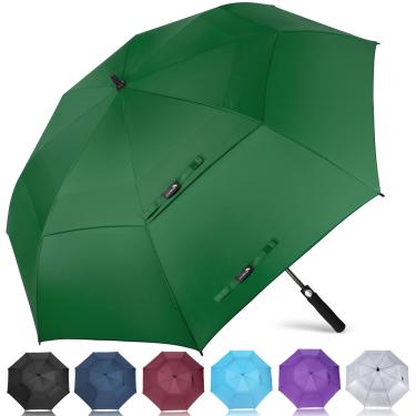 Imagem de ZOMAKE Guarda-chuva de golfe à prova de vento, dossel duplo extra grande grande resistente para chuva, jogos esportivos e carrinho de empurrar (157,5 cm, verde grama)