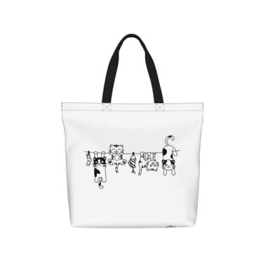 Imagem de yalinan Bolsa feminina grande com zíper e bolso para gatos reutilizável para compras, trabalho, academia, presentes perfeitos para mulheres