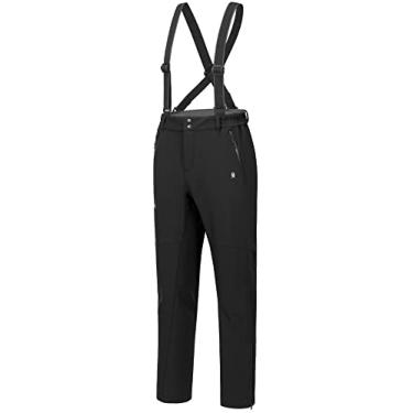 Imagem de Little Donkey Andy Babadores de esqui masculinos com isolamento de lã forrado para neve, calças de snowboard impermeáveis de inverno com suspensórios ajustáveis preto GGG