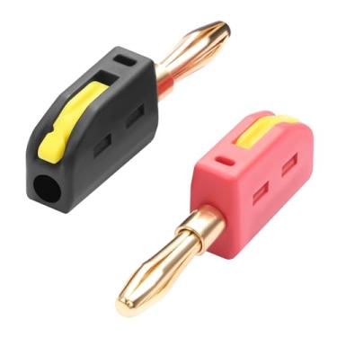 Imagem de QIANRENON Conector banana de 4 mm sem solda 32A 4 mm cabeça banana adaptador terminal de conexão rápida banhado a ouro M4 vermelho preto plugue de teste, para osciloscópio de circuito de teste de