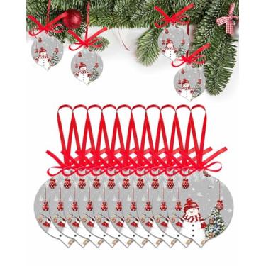 Imagem de Ornamentos de Natal, boneco de neve, árvore pendurada, enfeite para Natal, bolas de luz vermelha, presente de floco de neve, decoração de casa, 10 peças