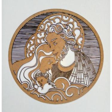 Imagem de Quadro Mandala Sagrada Familia Arabesco 30cm - Atelier da Madeira