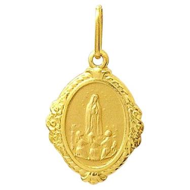 Imagem de Pingente Nossa Senhora de Fátima Ouro 18K Oval Bordada k110 - Usa Joia