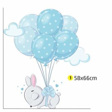 Imagem de Adesivo Parede quarto infantil Coelhinha Balão 58x66 - Shoppingnet