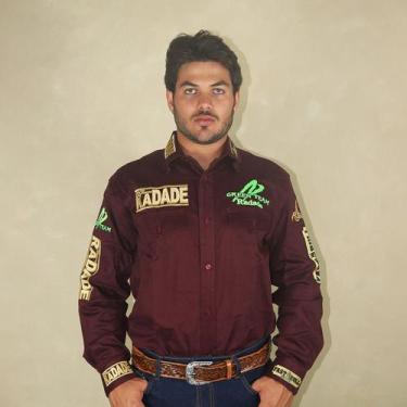 Imagem de camisa country radade manga longa rodeio cowboy masculina, Vinho, M
