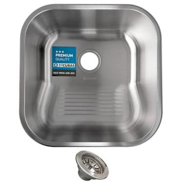 Imagem de Kit Tanque 40x40 Aço Inox Escovado Premium + Válvula - BRCUBAS