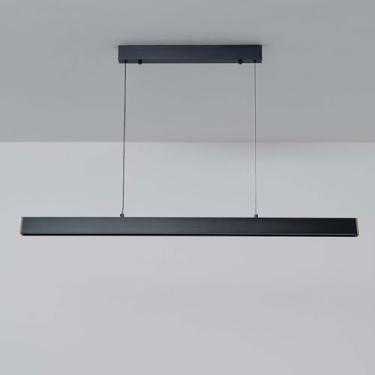 Imagem de Luminária pendente preta LED linear, lustre minimalista de teto, lustre moderno para ilha de cozinha, luminária para escritório, luminária para mesa de bilhar, 3000K, branco quente
