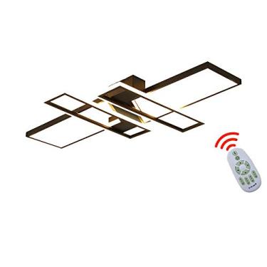 Imagem de Luminária de teto preta moderna regulável com controle remoto Lustre contemporâneo para sala de jantar, quarto e escritório Design criativo de montagem embutida Cor e brilho da luz ajustávei