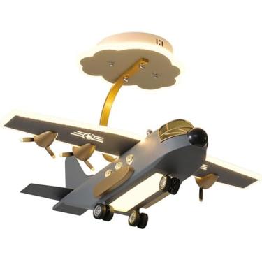 Imagem de Lustre de teto para quarto infantil, luminária pendente semi-embutida, com controle remoto, regulável, LED, luminária moderna, avião, lustre para quarto de meninos e meninas, berçário infant